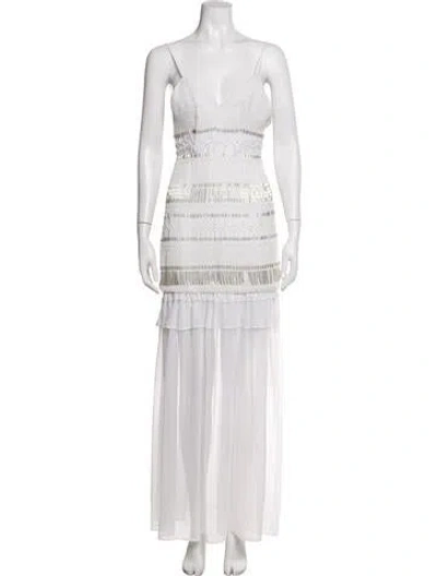 Pre-owned Tularosa Patterned Long Dress In White