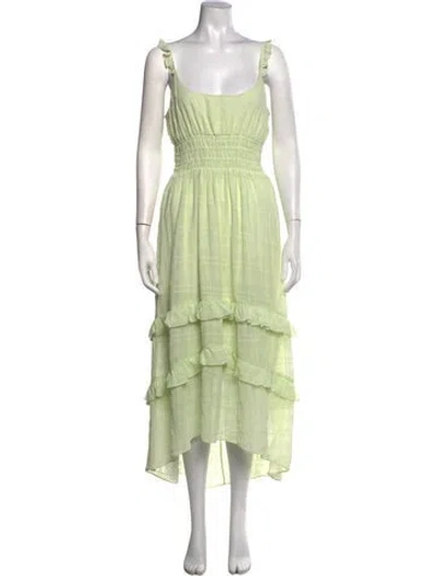 Pre-owned Tularosa Patterned Midi Length Dress In Green