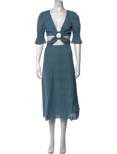 Pre-owned Tularosa Patterned Midi Length Dress W/ Tags In Blue