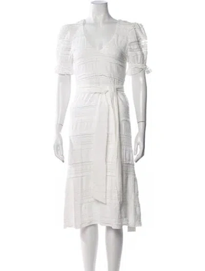 Pre-owned Tularosa Patterned Midi Length Dress In White