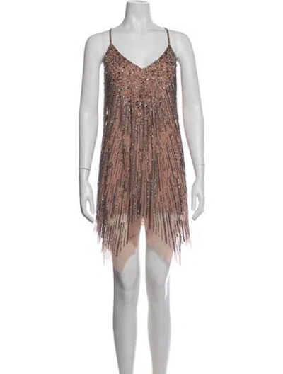 Pre-owned Tularosa Patterned Mini Dress In Brown