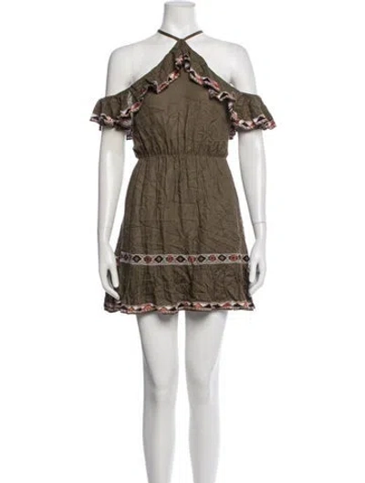 Pre-owned Tularosa Patterned Mini Dress In Green