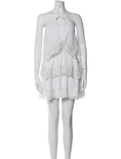 Pre-owned Tularosa Patterned Mini Dress In White