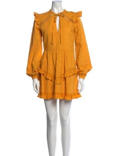 Pre-owned Tularosa Patterned Mini Dress In Yellow