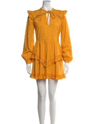 Pre-owned Tularosa Patterned Mini Dress In Yellow