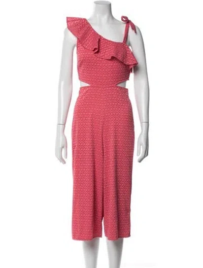 Pre-owned Tularosa Patterned One-shoulder Jumpsuit In Pink