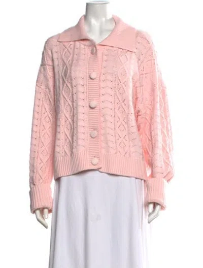 Pre-owned Tularosa Patterned Open Front Sweater In Pink