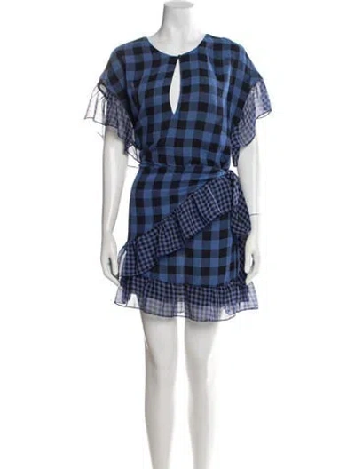 Pre-owned Tularosa Plaid Print Mini Dress In Blue