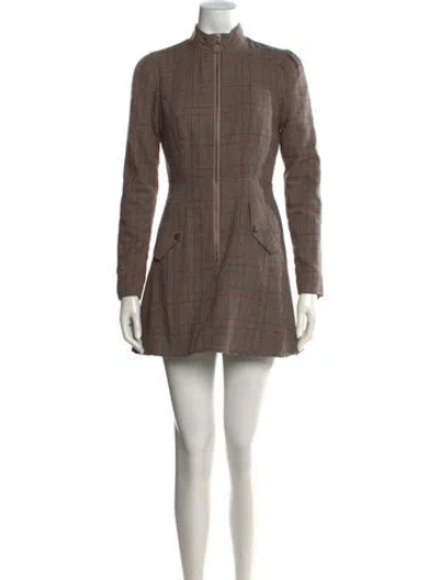 Pre-owned Tularosa Plaid Print Mini Dress In Brown