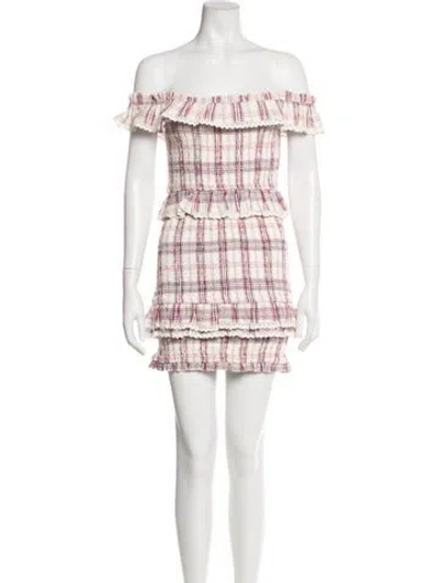 Pre-owned Tularosa Plaid Print Mini Dress In Neutral