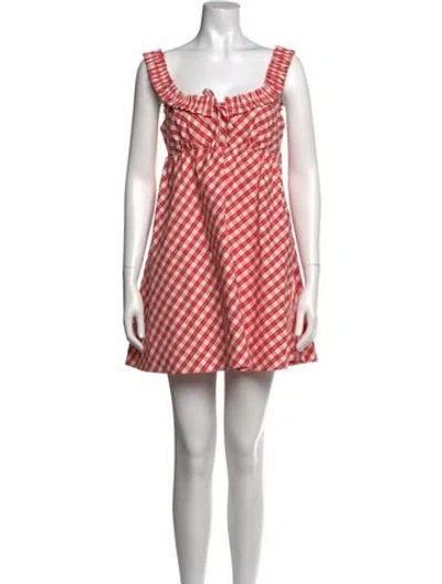 Pre-owned Tularosa Plaid Print Mini Dress In Neutrals