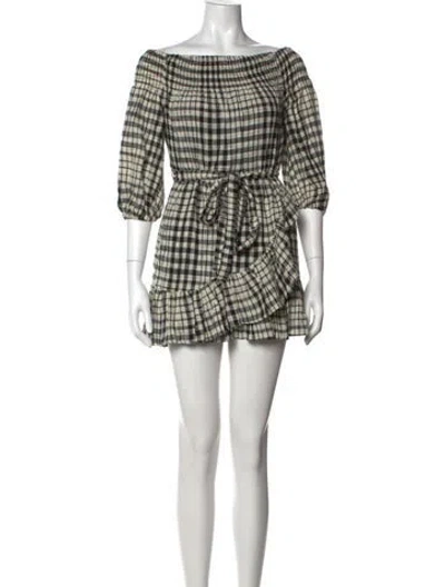 Pre-owned Tularosa Plaid Print Mini Dress W/ Tags In White