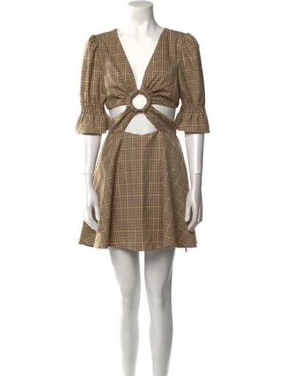 Pre-owned Tularosa Plaid Print Mini Dress In Yellow