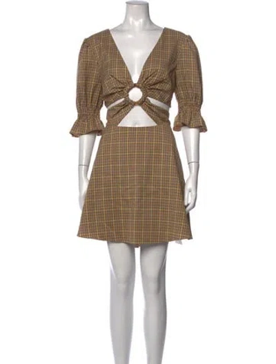 Pre-owned Tularosa Plaid Print Mini Dress In Yellow