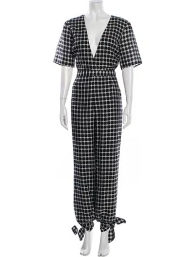 Pre-owned Tularosa Plaid Print V-neck Jumpsuit In Multi