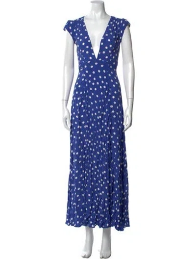 Pre-owned Tularosa Polka Dot Print Long Dress In Blue