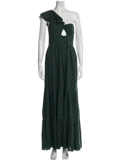 Pre-owned Tularosa Polka Dot Print Long Dress In Green