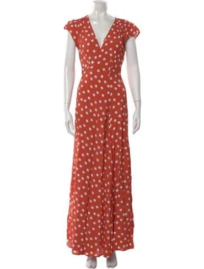 Pre-owned Tularosa Polka Dot Print Long Dress In Pink