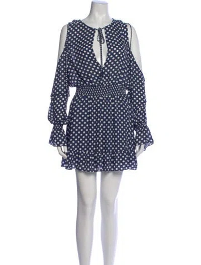 Pre-owned Tularosa Polka Dot Print Mini Dress In Blue