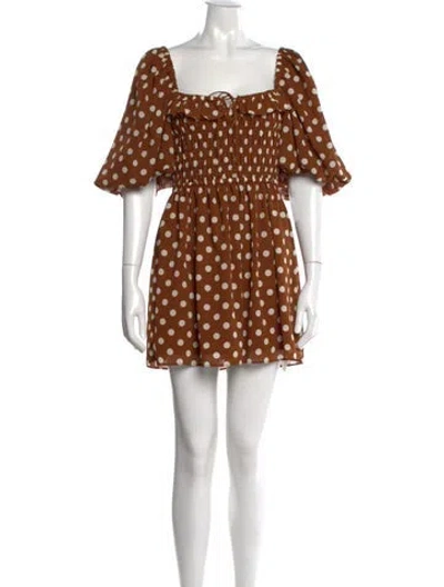 Pre-owned Tularosa Polka Dot Print Mini Dress In Brown