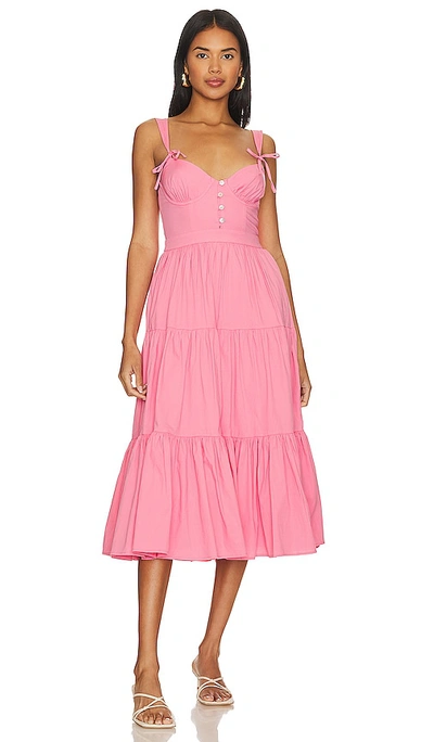 Tularosa Poppy Midi Dress In Watermelon Pink