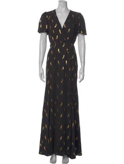Pre-owned Tularosa Printed Long Dress In Black