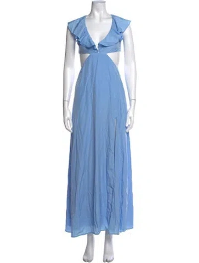 Pre-owned Tularosa Printed Long Dress In Blue