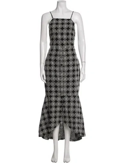 Pre-owned Tularosa Printed Midi Length Dress In Gray