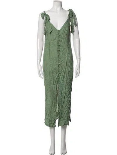 Pre-owned Tularosa Printed Midi Length Dress In Green