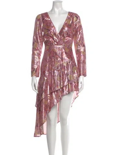 Pre-owned Tularosa Printed Midi Length Dress W/ Tags In Pink