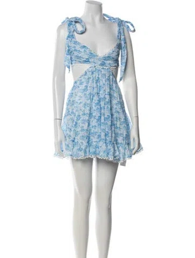 Pre-owned Tularosa Printed Mini Dress W/ Tags In Blue