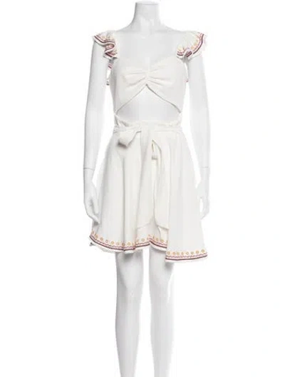 Pre-owned Tularosa Printed Mini Dress In White