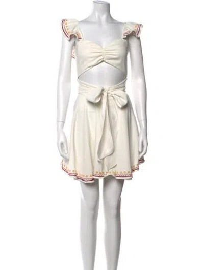 Pre-owned Tularosa Printed Mini Dress In White