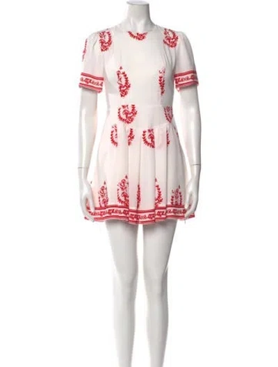 Pre-owned Tularosa Printed Mini Dress In White