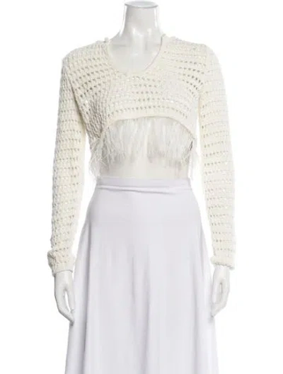 Pre-owned Tularosa Scoop Neck Sweater In White