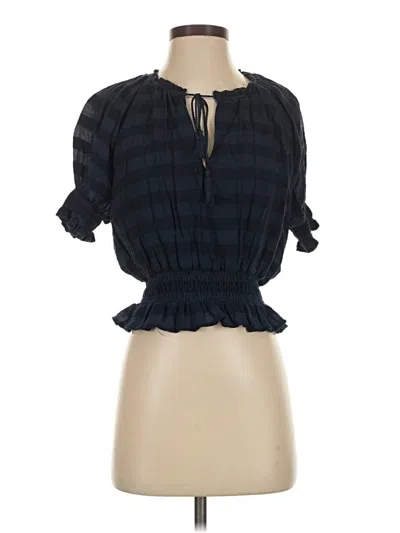 Pre-owned Tularosa Short Sleeve Blouse In Blue