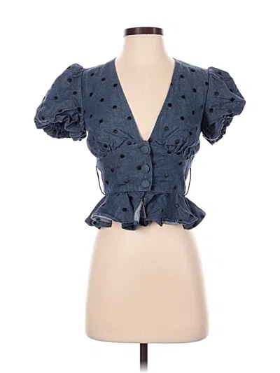 Pre-owned Tularosa Short Sleeve Blouse In Blue
