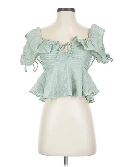Pre-owned Tularosa Short Sleeve Blouse In Green