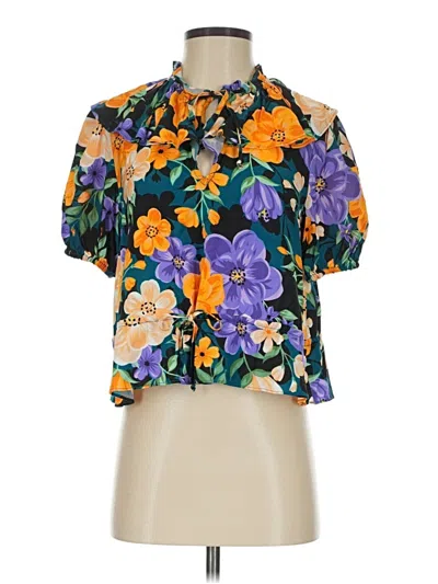 Pre-owned Tularosa Short Sleeve Blouse In Purple
