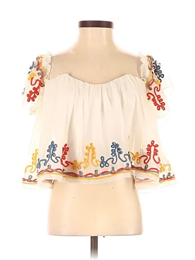 Pre-owned Tularosa Short Sleeve Blouse In White