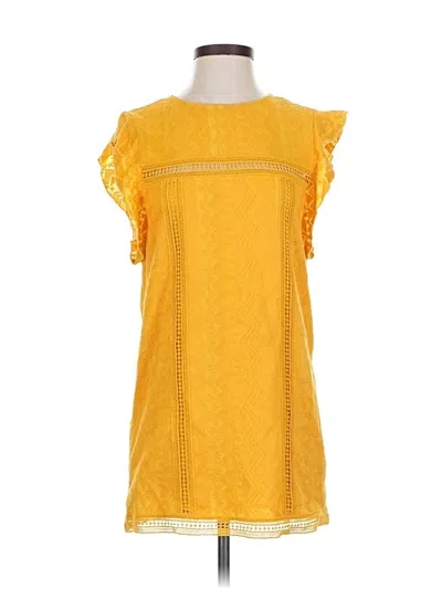 Pre-owned Tularosa Short Sleeve Top Yellow Ruffles Neckline Tops