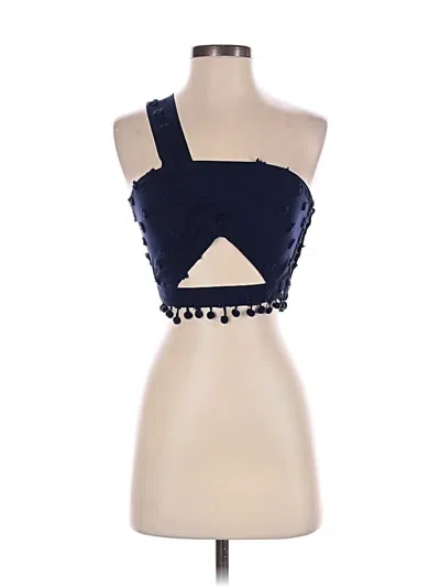 Pre-owned Tularosa Sleeveless Top Blue Strapless Neckline Tops