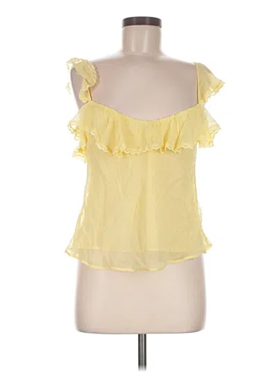 Pre-owned Tularosa Sleeveless Top Yellow Ruffles Neckline Tops