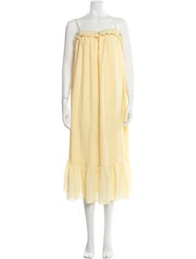 Pre-owned Tularosa Square Neckline Long Dress In Yellow