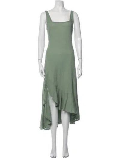 Pre-owned Tularosa Square Neckline Midi Length Dress In Green