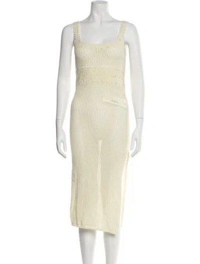 Pre-owned Tularosa Square Neckline Midi Length Dress In Neutral