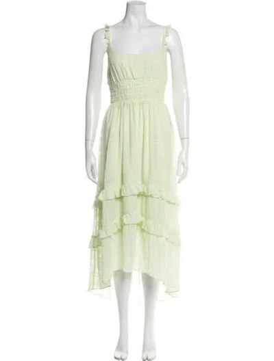 Pre-owned Tularosa Square Neckline Midi Length Dress W/ Tags In Green