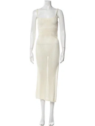 Pre-owned Tularosa Square Neckline Midi Length Dress In White