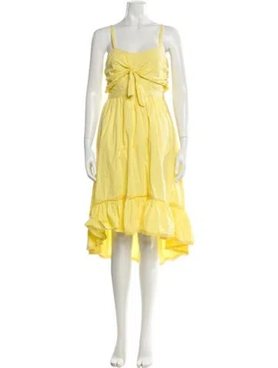 Pre-owned Tularosa Square Neckline Midi Length Dress In Yellow
