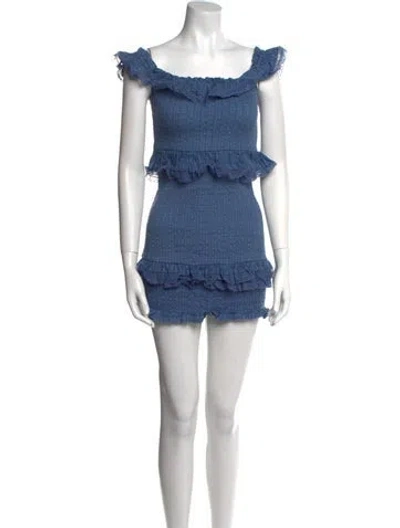 Pre-owned Tularosa Square Neckline Mini Dress In Blue